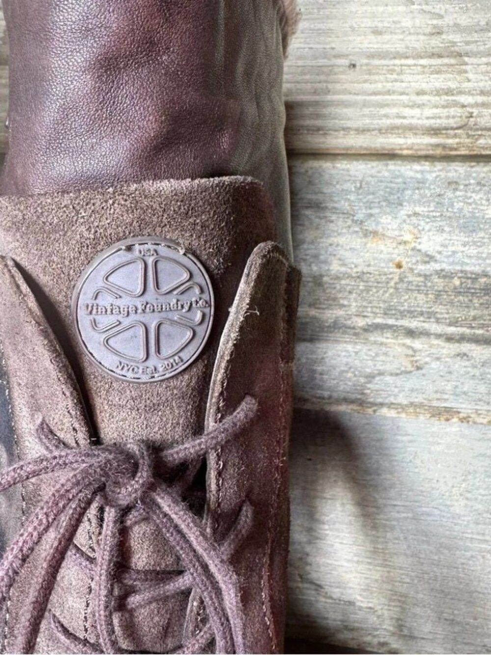 Vintage Foundry Co Brown Leather Lace Up Boots sz 7 - Picture 5 of 8
